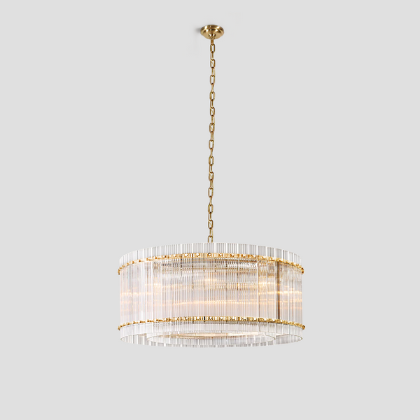 Laina Round Ribbed Glass Chandelier