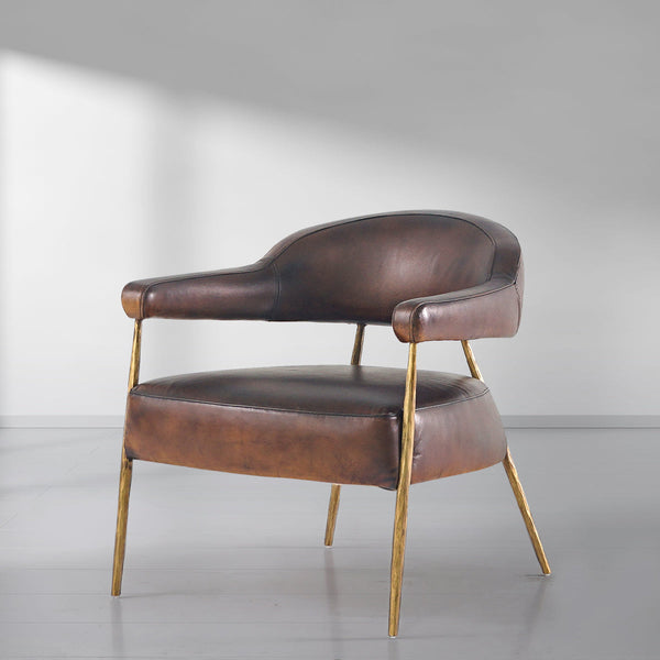 Thaddeus Brown Leather Lounge Armchair