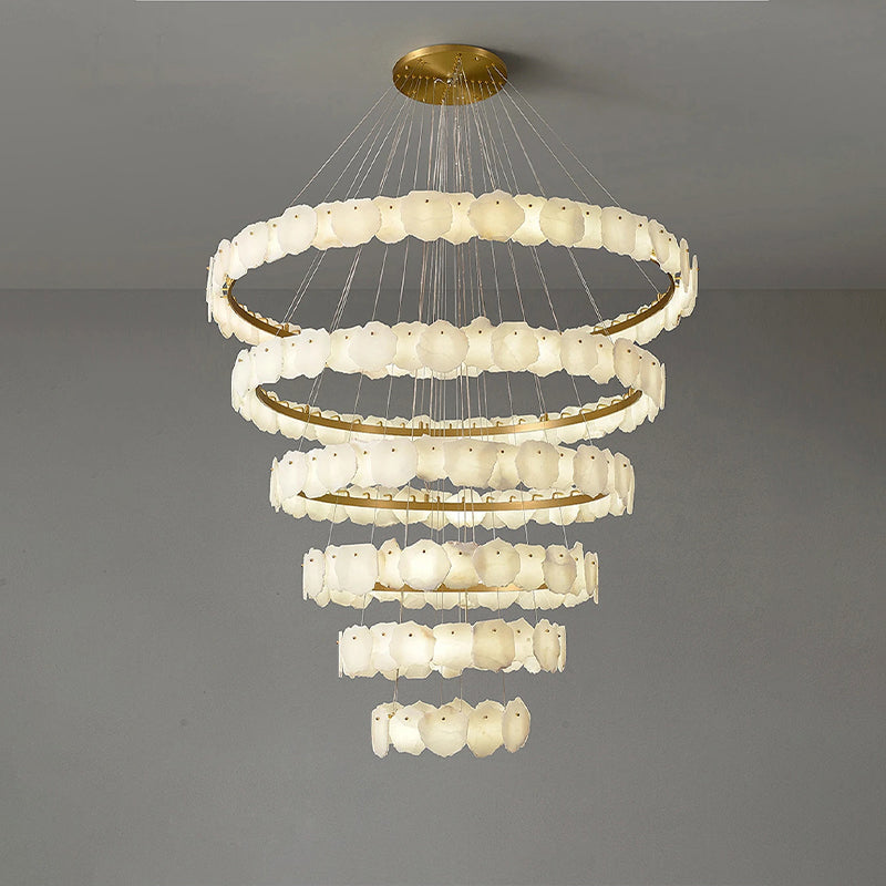 Alabaster Tiered Circular Chandelier