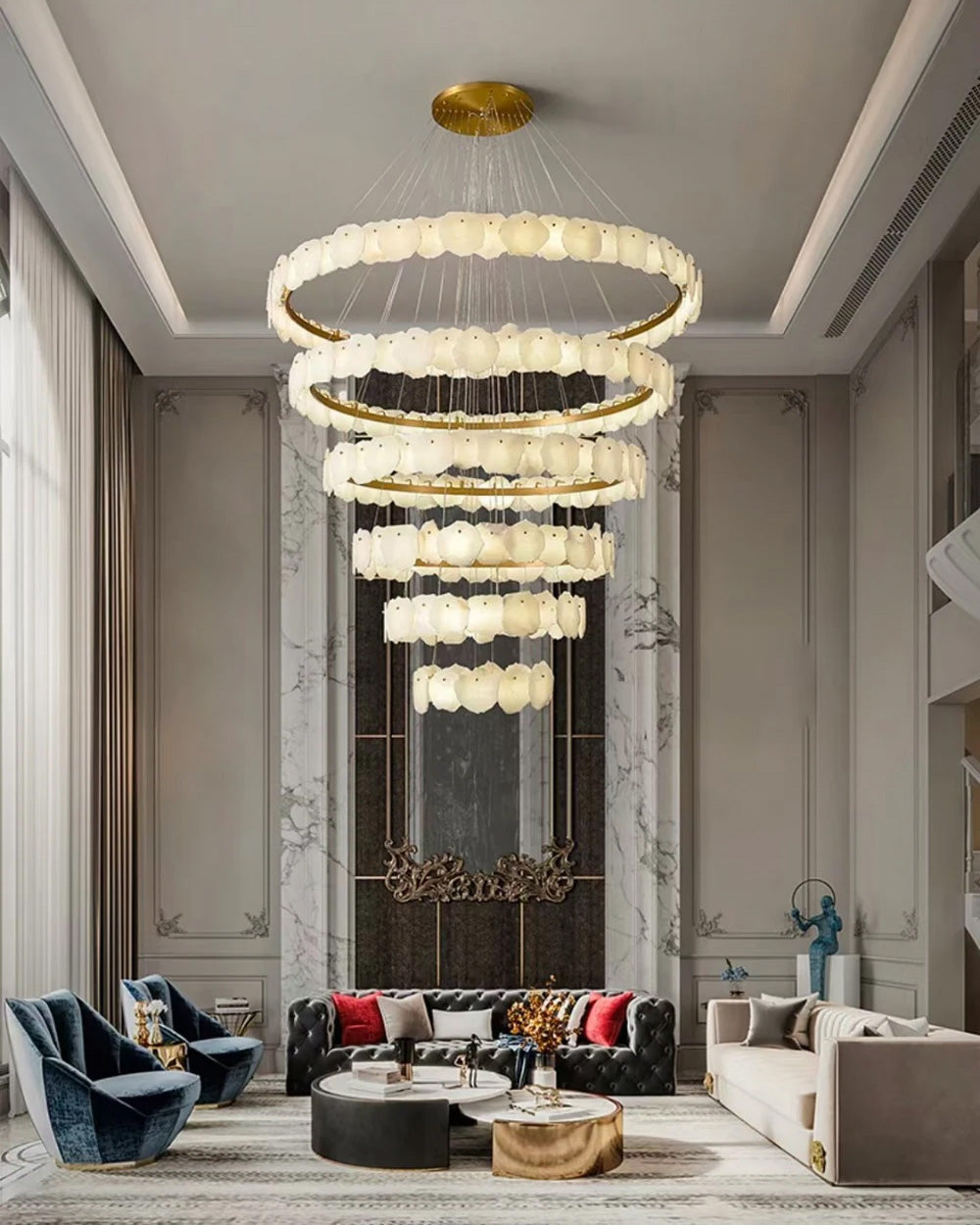 Alabaster Tiered Circular Chandelier