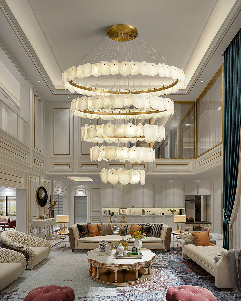 Alabaster Tiered Circular Chandelier