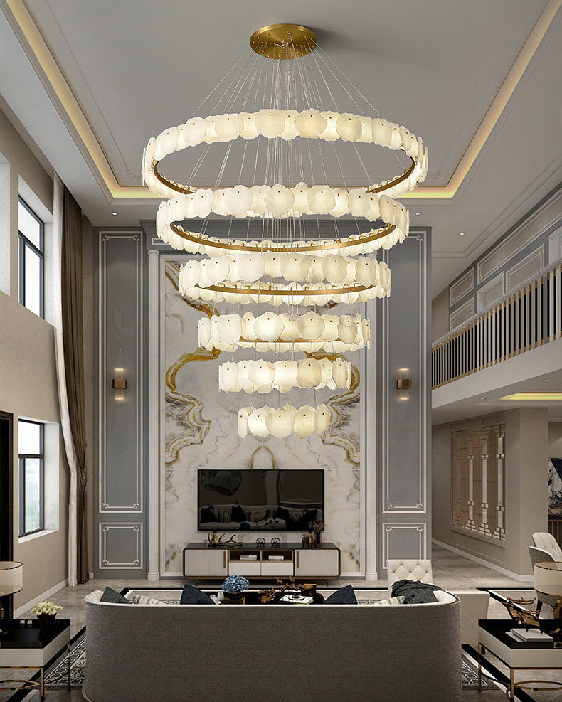 Alabaster Tiered Circular Chandelier