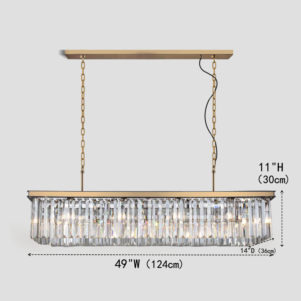 Falria Single-Tier Rectangular Crystal Rod Chandelier – Doublelighting