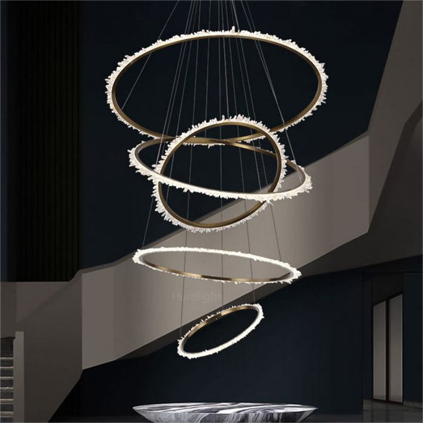 Primary Crystal Cluster Multi Rings Chandelier